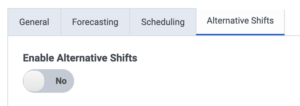 Alternative shifts tab on the Add Business unit page 