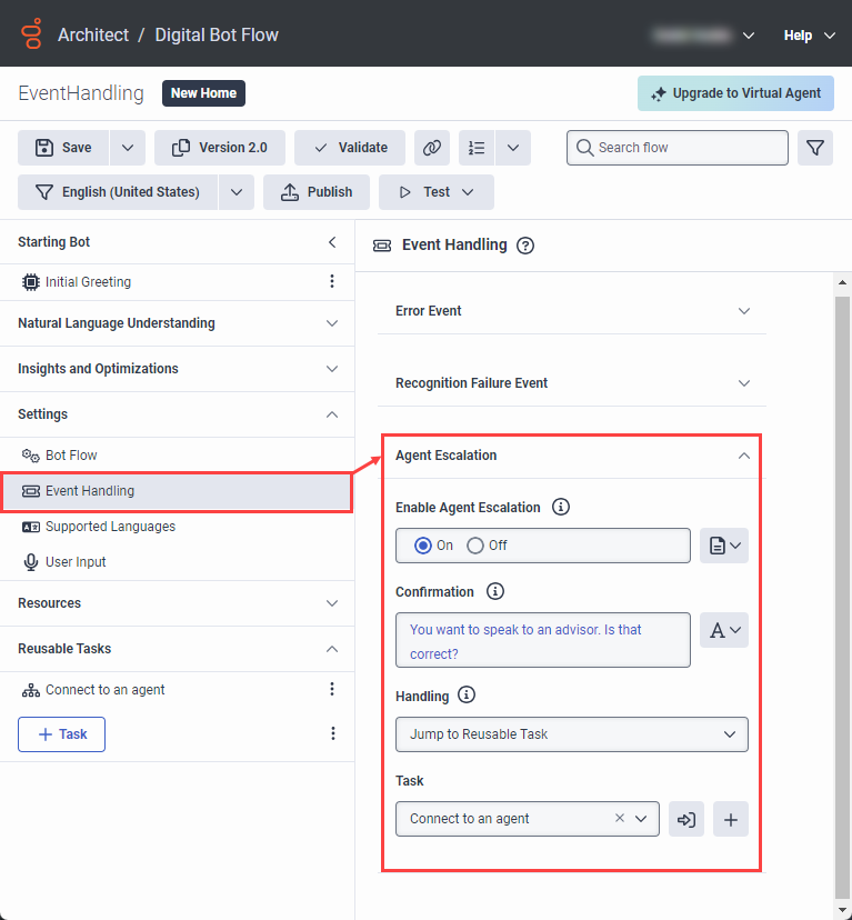 Event Handling Agent Escalation jump to task