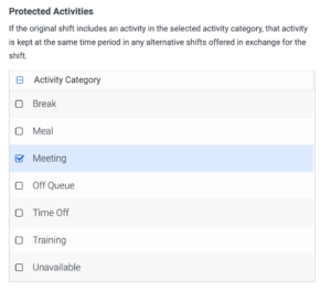 Lista de actividades que se muestran cuando se activa aquí.