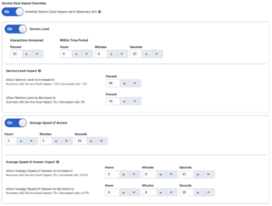 Service goal impact override information