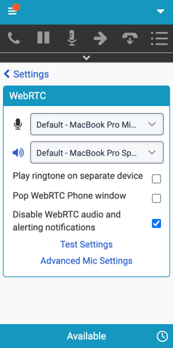 WebRTCオーディオとアラート通知を無効にする