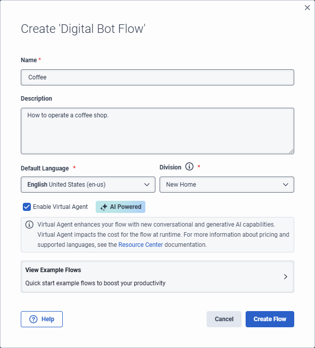 Créer un flux de robots avec Virtual Agent