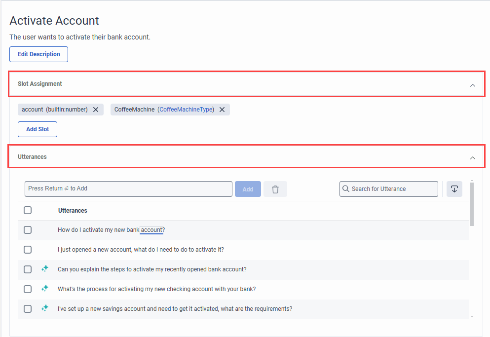 Expandable slot assignments and utterances