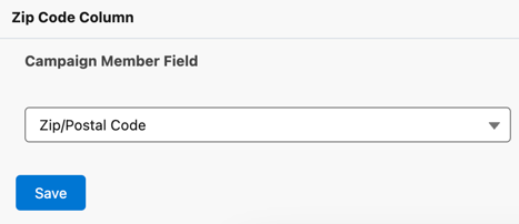 Die Spalte „Postleitzahl“ in den globalen Kampagnenverwaltungseinstellungen in Salesforce