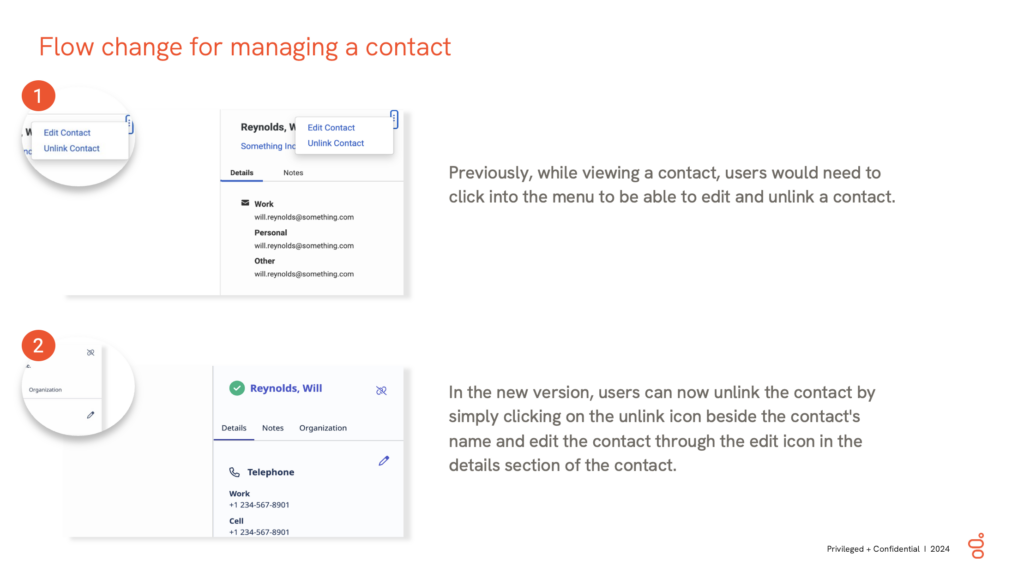 Contact management flow change