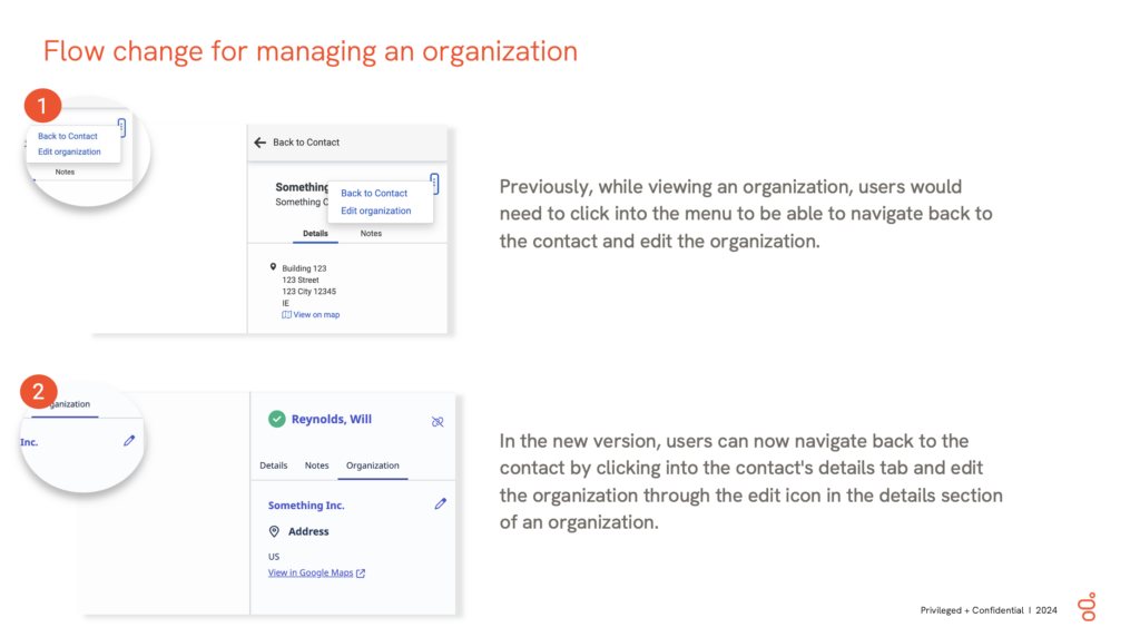 Organization management flow change