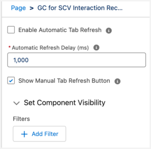 Dieses Bild ist ein Screenshot der Eigenschaftenkonfiguration der Interaction Utility-Komponente in Salesforce