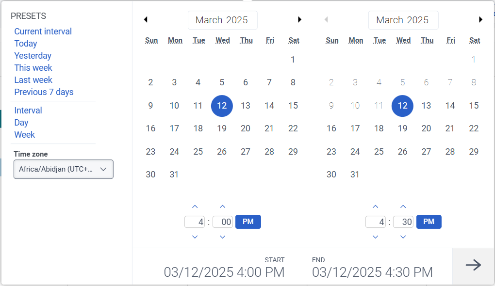 Date filter for Agent Timeline view