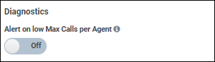 The Alert on low Max Calls per Agent toggle