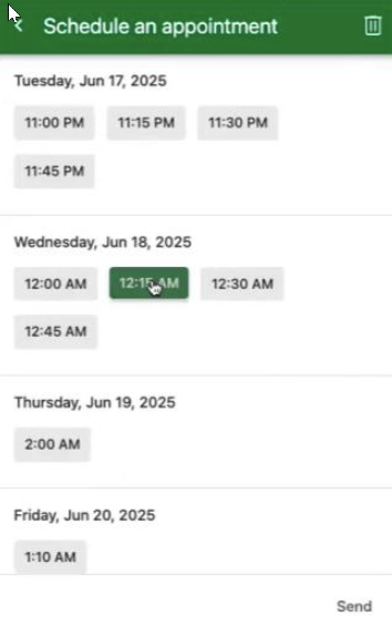 Time picker in bot conversations