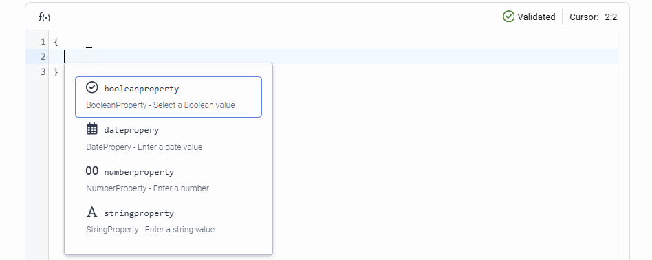Select properties in custom JSON editor in Architect