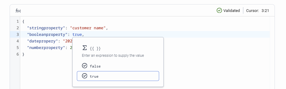 Select values in custom JSON editor in Architect