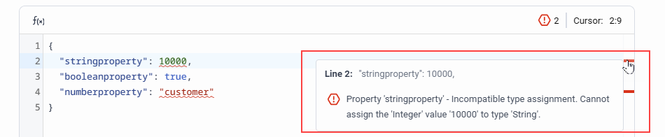 Validation in custom JSON editor in Architect