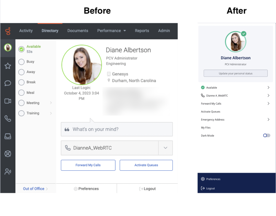 Before and after - User Settings Window