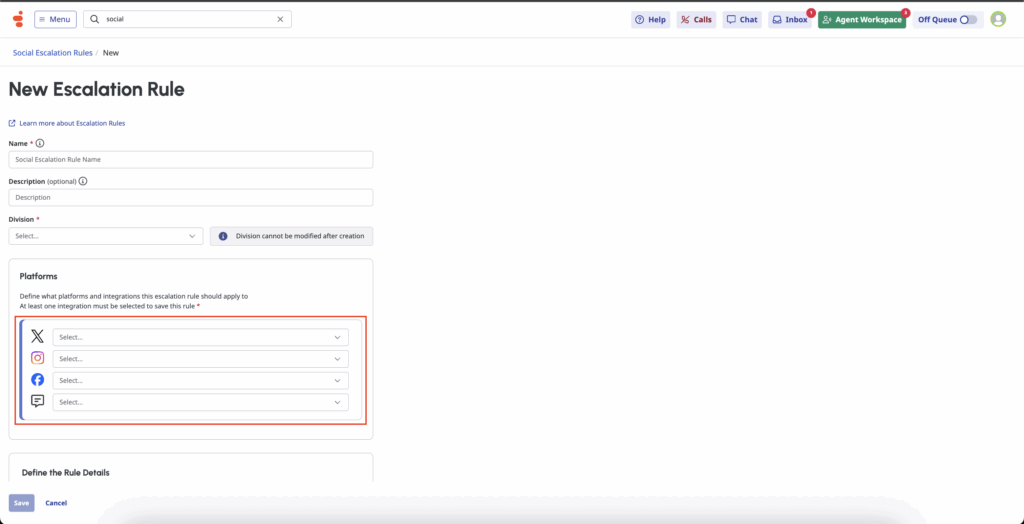 Before Escalation rules section without GBP