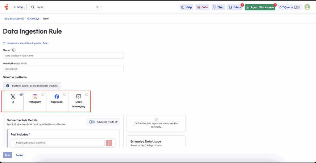 Before data ingestion rules section without GBP