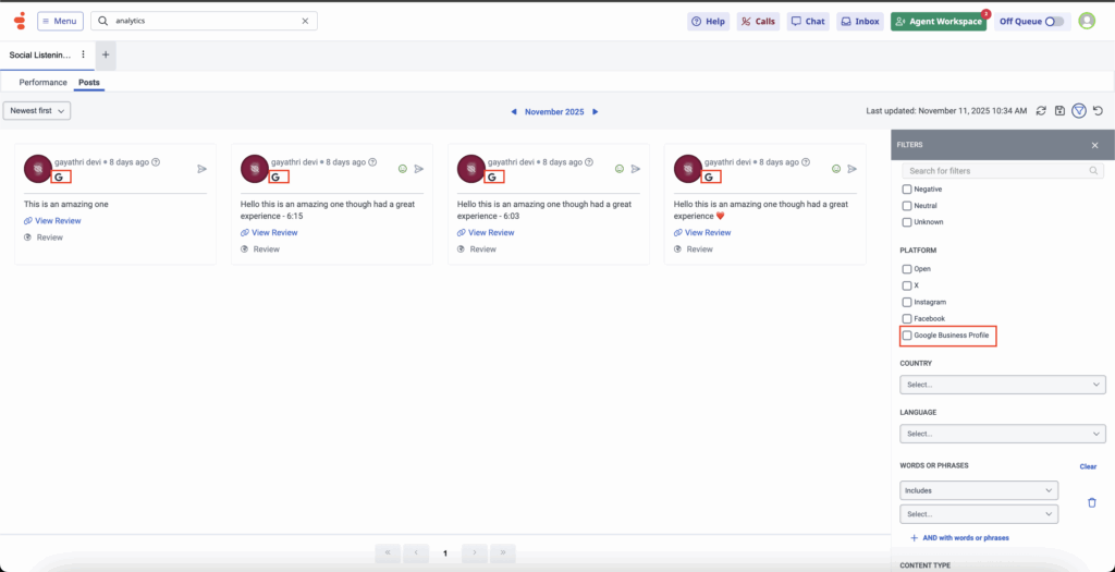 Google Business profile post section