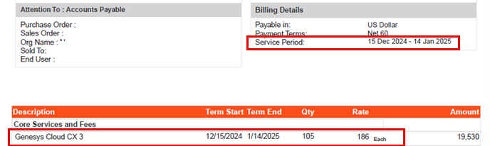 Month to month billing on your invoice