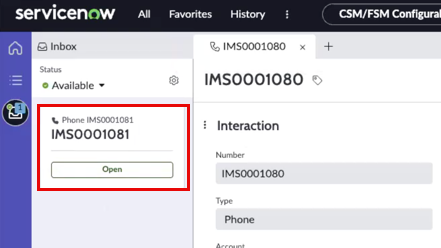 Auto‑answered interaction notification in the ServiceNow workspace.