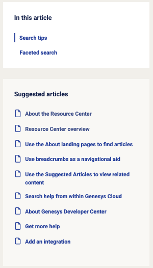 Tiles on the Resource Center home page that lead to the primary landing pages