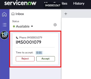 Accept or reject a call in the ServiceNow workspace.